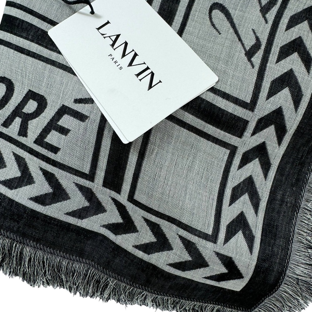 ‼️SOLD‼️NWT Lanvin Scarf Gray Signature Design - Extra Large 55 Inch Wool Silk